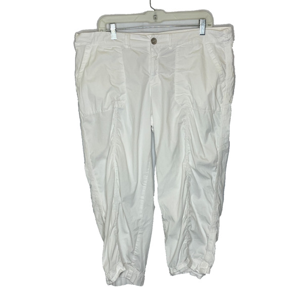 Women's XXL Fresh Produce White Ruched Cotton Pull On Cropped Pants Capris - Picture 1 of 5
